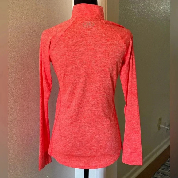 Under Armour Heat Gear Long Sleeve Top Sleeve Safety Orange Mock Turtleneck - Picture 3 of 6